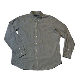 Polo Ralph Lauren mens 2XL XXL black white gingham stretch oxford shirt EUC